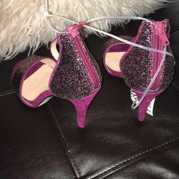 Glitter Ruby Faux Suede Heeled Sandals - Picture 4 of 8
